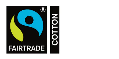 Fairtrade-logotyp med texten cotton vid sidan, till för bomull